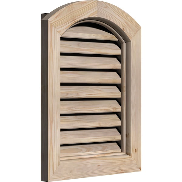 Arch Top Gable Vent Primed, Functional, Pine Gable Vent W/ Brick Mould Face Frame, 24W X 28H